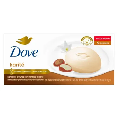 Sabonete em Barra Dove Delicious Care Karité Leve Mais Por Menos com 6 Unidades de 90g cada