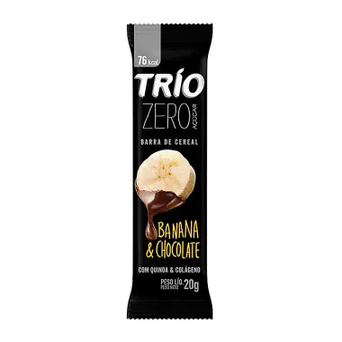 Barra de Cereal Trio Banana e Chocolate Zero Açúcar 60g com 3 Unidades de 20g cada