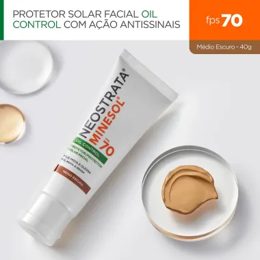 Protetor Solar Facial Neostrata Minesol Oil Control FPS 70 Pele Morena Mais 40g