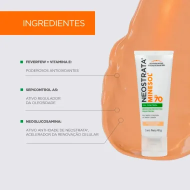 Protetor Solar Facial Neostrata Minesol Oil Control FPS 70 Pele Morena Mais 40g