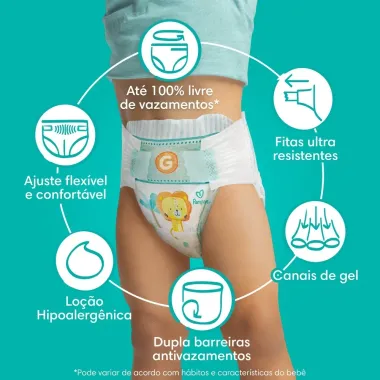 Fralda Pampers Confort Sec Tamanho P Pacote Mega com 50 Fraldas Descart&aacute;veis