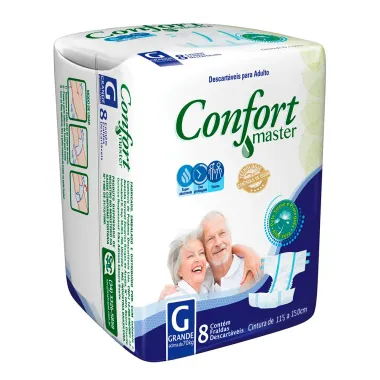Fralda Geriátrica Confort Master Tamanho G com 8 Unidades