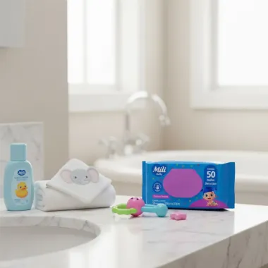 Toalha Umedecida Mili com 50 Unidades