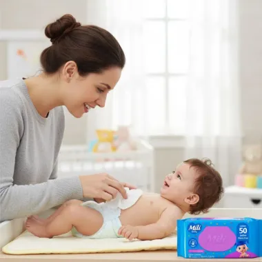 Toalha Umedecida Mili com 50 Unidades