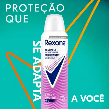 Desodorante Rexona Aerosol Controle Inteligente de Odor e Suor Active Emotion Dry 72h Antitranspirante 150ml