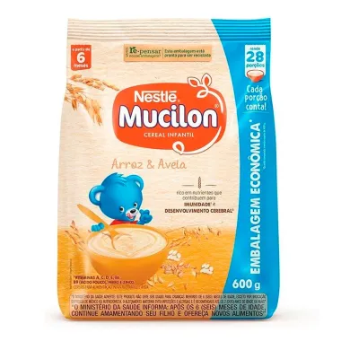 Mucilon Arroz e Aveia Cereal Infantil Sachê 600g