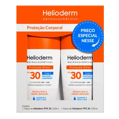 Kit Protetor Solar Corporal Helioderm Suncare FPS 30 com 2 Unidades de 120ml cada