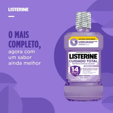 Listerine Cuidado Total 14 Benefícios em 1 Enxaguante Bucal Sem Álcool 500mL