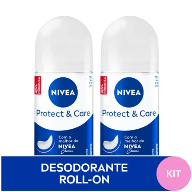 Desodorante Nivea Protect & Care Roll-on Antitranspirante 48h com 2 Unidades de 50ml cada 50% Desconto na 2&ordf; Unidade
