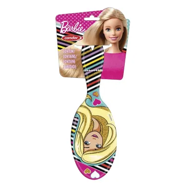 Escova de Cabelo Condor Barbie Oval Cores Sortidas Ref 6895 com 1 Unidade