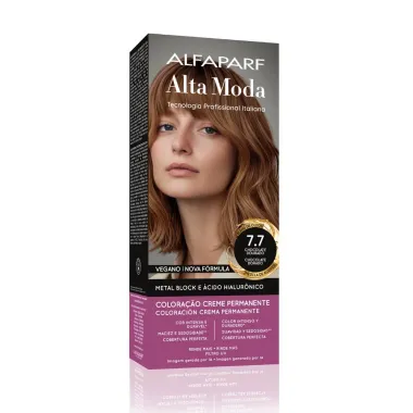Tintura Creme Altamoda Alfaparf Castanho Luminoso Extra Claro 7.7 Kit