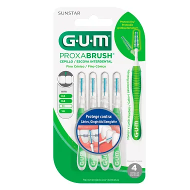 Escova Interdental Gum Proxabrush 1,1mm Fino Cônico com 4 Unidades