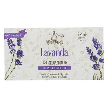 Estojo Memphis Lavanda Sabonete Perfumado com 3 Unidades de 130g cada