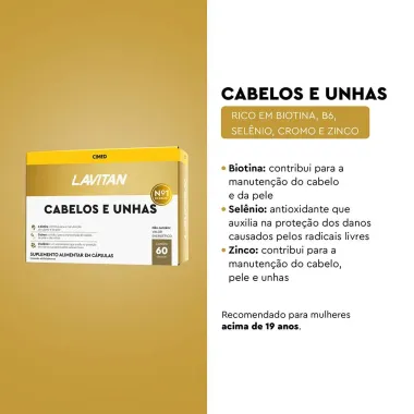 Lavitan Cabelos e Unhas Suplemento Alimentar com 60 Cápsulas