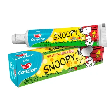 Gel Dental Infantil Condor Snoopy Bambinos 1 Sem Flúor Sabor Morango com 50g