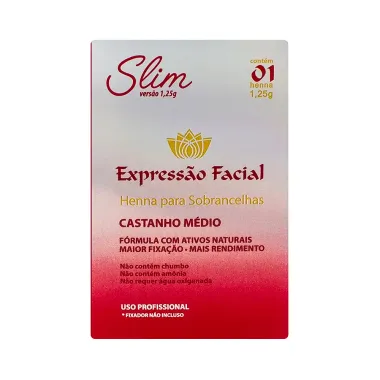 Henna para Sobrancelhas Expressão Facial Slim Castanho Médio com 1,25g