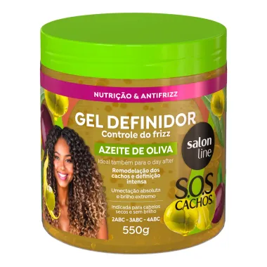 Gel Definidor Salon Line SOS Cachos Azeite de Oliva Controle do Frizz 550g