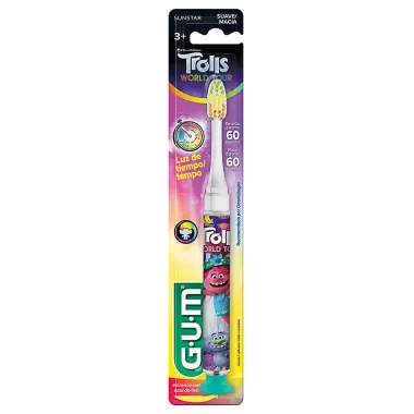 Escova Dental Infantil Gum Trolls Luz do Tempo com 1 Unidade