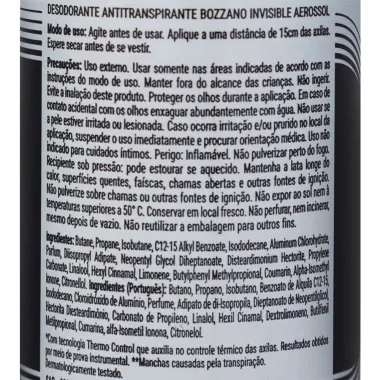 Desodorante Aerossol Antitranspirante Masculino Bozzano Invisible 150ml