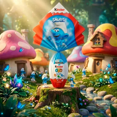 Ovo de P&aacute;scoa Kinder Ovo Os Smurfs com 1 Surpresa Sortida 100g