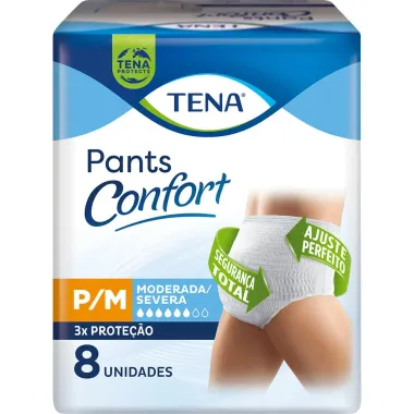 Roupa Íntima Tena Pants Confort Tamanho P/M 8 Unidades