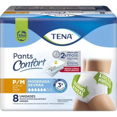 Roupa Íntima Tena Pants Confort Tamanho P/M 8 Unidades
