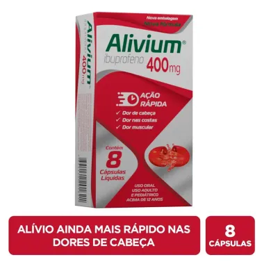 Alivium 400mg C&aacute;psulas L&iacute;quidas com 8 Unidades