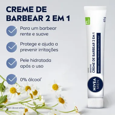 Creme de Barbear Nivea Men 2 em 1 Sensitive 65g