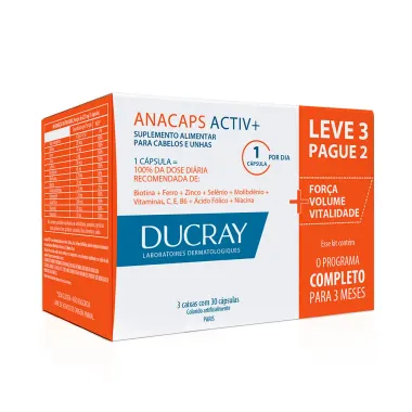 Anacaps Activ+ Ducray Suplemento Vitamínico Mineral com 90 Cápsulas