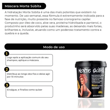 Máscara de Tratamento Morte Súbita Lola Cosmetics com 450g