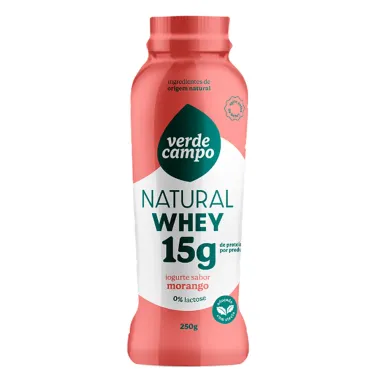 Iogurte Verde Campo Natural Whey Sabor Morango com 15g Prote&iacute;na 250g