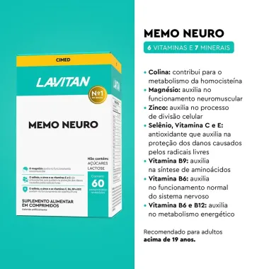 Lavitan Mem&oacute;ria Suplemento Alimentar com 60 Comprimidos