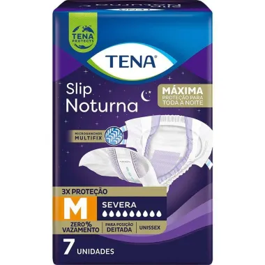 Fralda Geriátrica Tena Slip Noturna Tamanho M com 7 Unidades