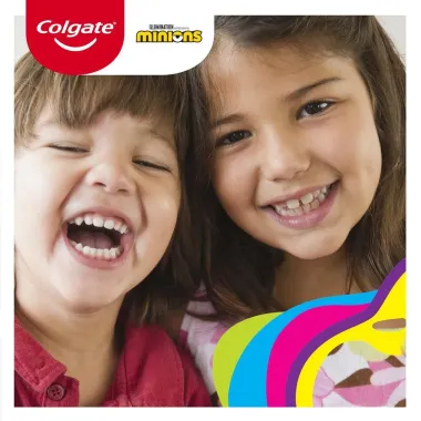 Enxaguante Bucal Colgate Plax Kids Minions com Fl&uacute;or Sem &Aacute;lcool Tutti-Frutti com 250ml