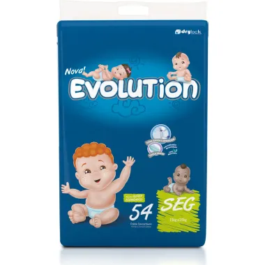 Fralda Dry Evolution Tamanho SEG Pacote Super com 54 Fraldas Descartáveis