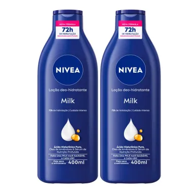 Lo&ccedil;&atilde;o Nivea Milk para Pele Seca a Extrasseca com 2 Unidades de 400ml cada
