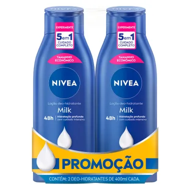 Loção Nivea Milk para Pele Seca a Extrasseca com 2 Unidades de 400ml cada