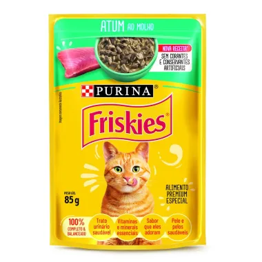 Ra&ccedil;&atilde;o &Uacute;mida para Gatos Friskies Adultos Sabor Atum ao Molho em Sach&ecirc; 85g