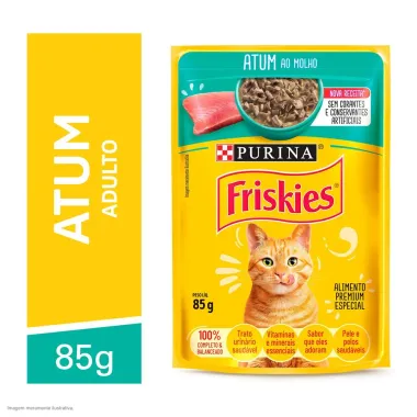 Ra&ccedil;&atilde;o &Uacute;mida para Gatos Friskies Adultos Sabor Atum ao Molho em Sach&ecirc; 85g