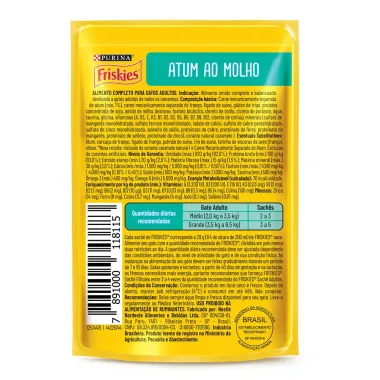 Ra&ccedil;&atilde;o &Uacute;mida para Gatos Friskies Adultos Sabor Atum ao Molho em Sach&ecirc; 85g