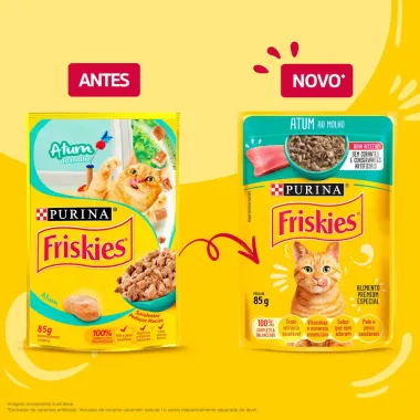 Ra&ccedil;&atilde;o &Uacute;mida para Gatos Friskies Adultos Sabor Atum ao Molho em Sach&ecirc; 85g