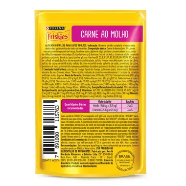 Ração Úmida para Gatos Friskies Adultos Sabor Carne ao Molho em Sachê 85g