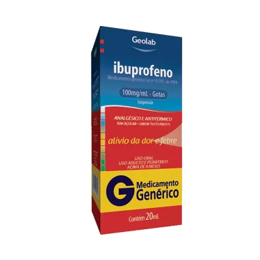Ibuprofeno 100mg/ml Geolab Gen&eacute;rico Gotas com 20ml