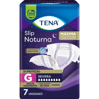 Fralda Geriátrica Tena Slip Noturna Tamanho G com 7 Unidades