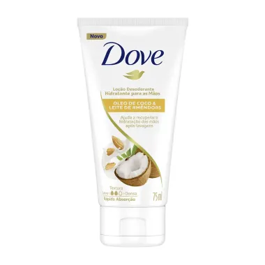 Loção Desodorante Dove Hidratante para as Mãos Óleo de Coco & Leite de Amêndoas 75ml