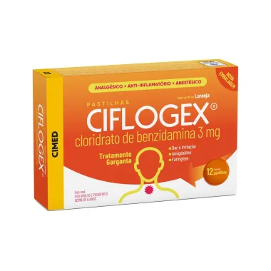 Pastilha de Garganta Ciflogex 3 Mg - Laranja 12 Pastilhas