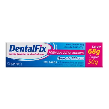 DentalFix Creme Fixador de Dentaduras Sem Sabor Leve 68g Pague 50g