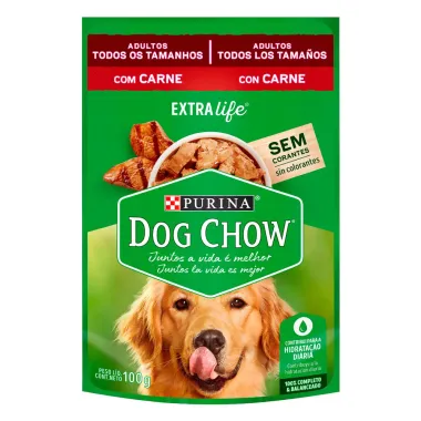 Ração Úmida para Cachorro Dog Chow Adulto Extra Life Sabor Carne em Sachê 100g