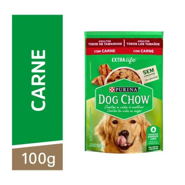 Ra&ccedil;&atilde;o &Uacute;mida para Cachorro Dog Chow Adulto Extra Life Sabor Carne em Sach&ecirc; 100g