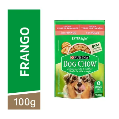 Ra&ccedil;&atilde;o &Uacute;mida para Cachorro Dog Chow Adulto Extra Life Sabor Frango em Sach&ecirc; 100g